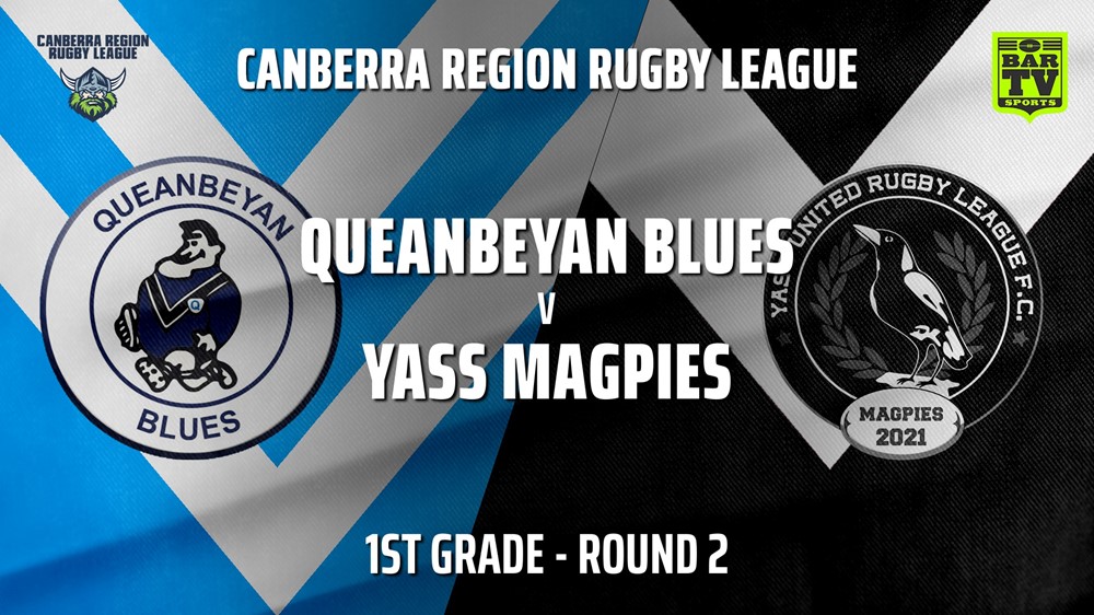 CRRL Round 2 - 1st Grade - Queanbeyan Blues v Yass Magpies Slate Image