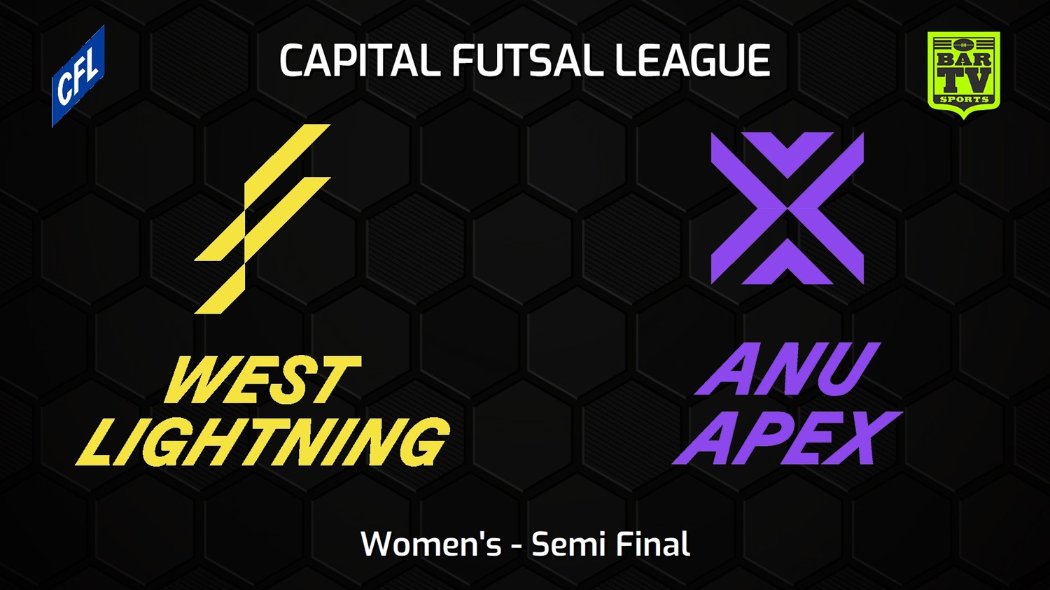 240204-Capital Football Futsal Semi Final - Women's - West Canberra Lightning v ANU Apex Minigame Slate Image