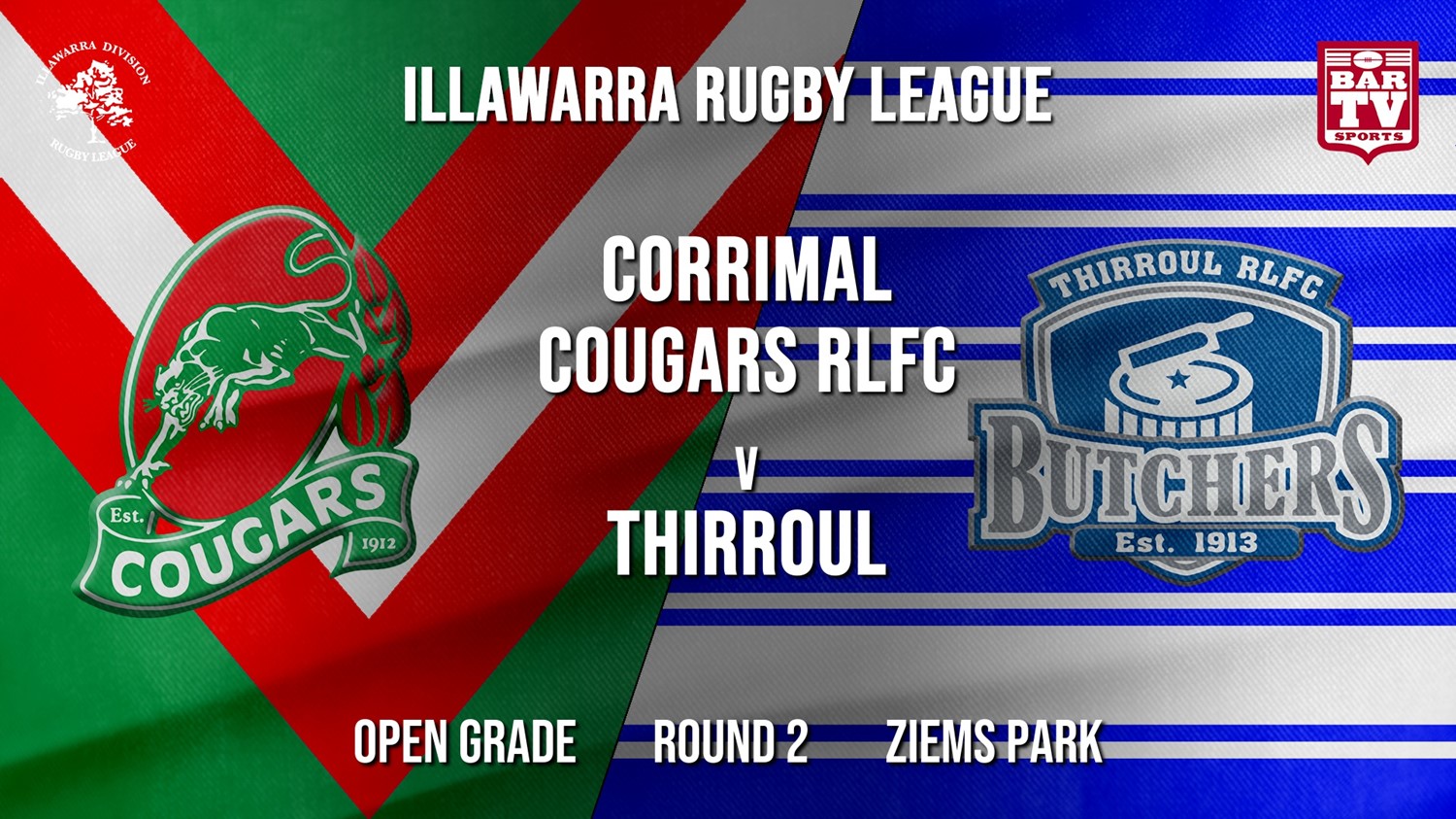 IRL Round 2 - Open Grade - Corrimal Cougars RLFC v Thirroul Butchers Minigame Slate Image