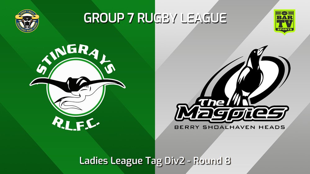 240526-video-South Coast Round 8 - Ladies League Tag Div2 - Stingrays of Shellharbour v Berry-Shoalhaven Heads Magpies Minigame Slate Image