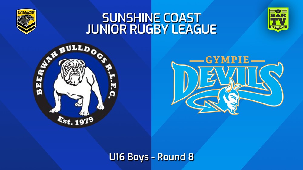 240524-video-Sunshine Coast Junior Rugby League Round 8 - U16 Boys - Beerwah Bulldogs JRL v Gympie Devils JRL Minigame Slate Image