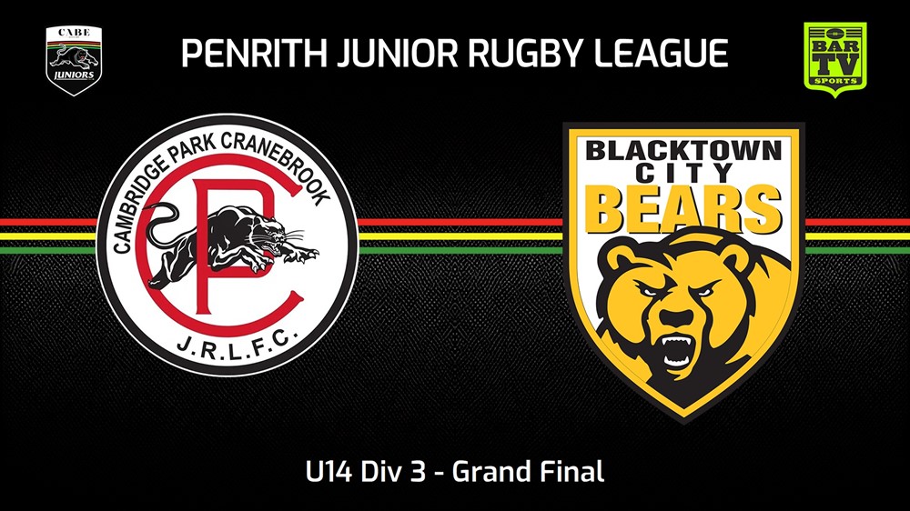 230819-Penrith & District Junior Rugby League Grand Final - U14 Div 3 - Cambridge Park v Blacktown City Bears Slate Image
