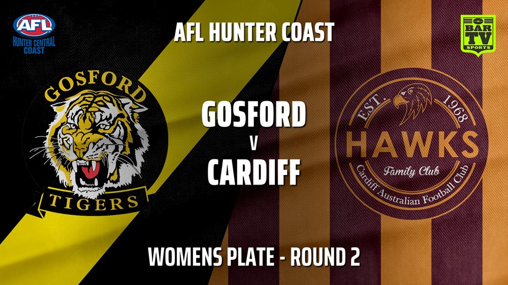 AFL HCC Round 2 - Womens Plate - Gosford Tigers v Cardiff Hawks Minigame Slate Image