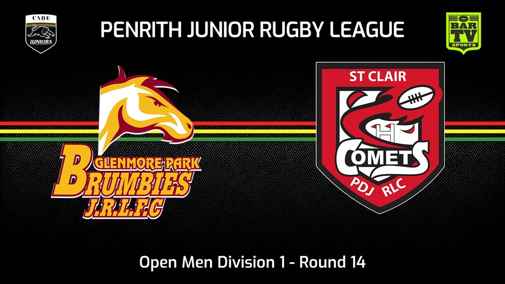 230730-Penrith & District Junior Rugby League Round 14 - Open Men Division 1 - Glenmore Park Brumbies v St Clair Slate Image