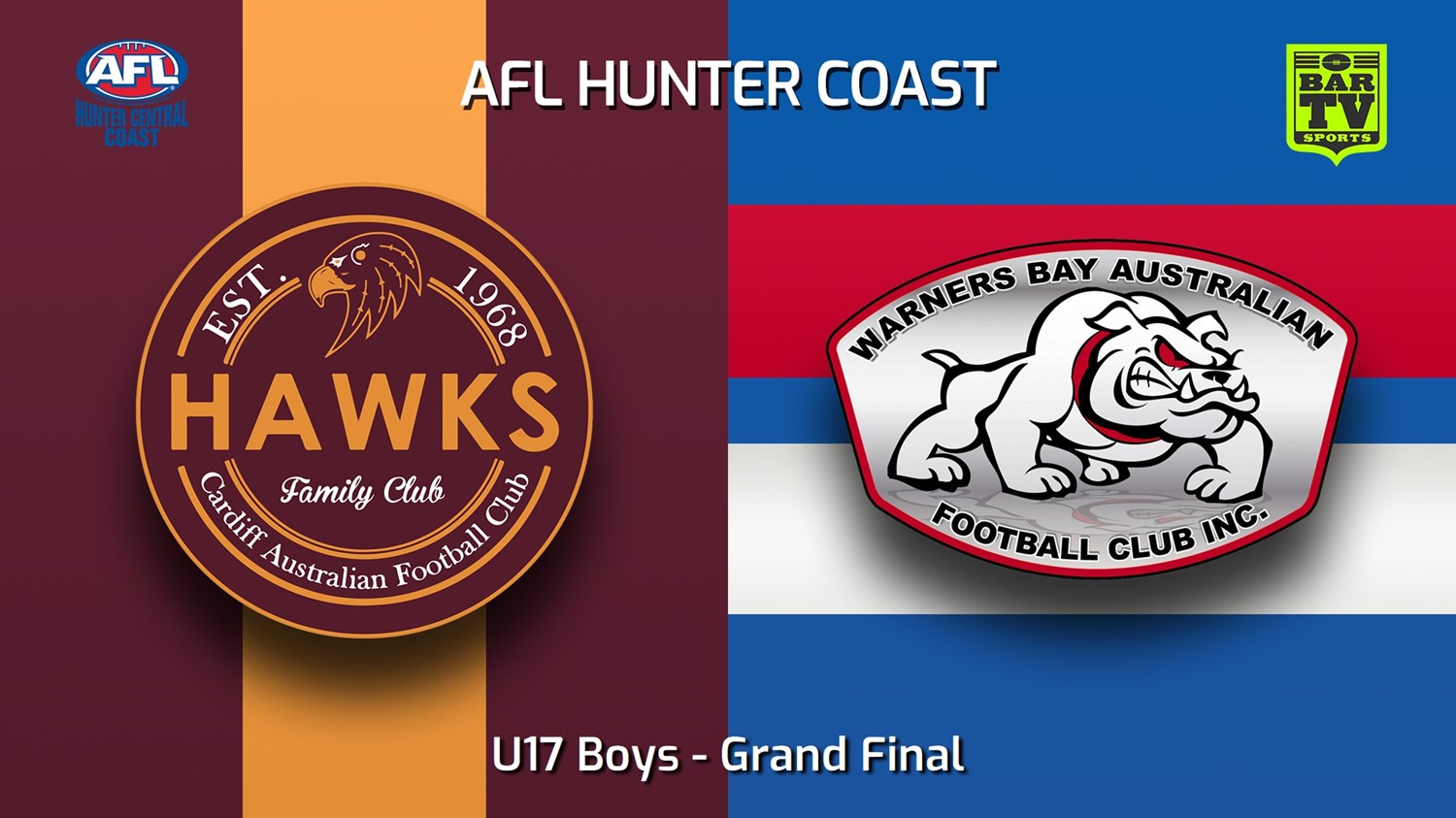 230903-AFL Hunter Central Coast Grand Final - U17 Boys - Cardiff Hawks v Warners Bay Bulldogs Minigame Slate Image