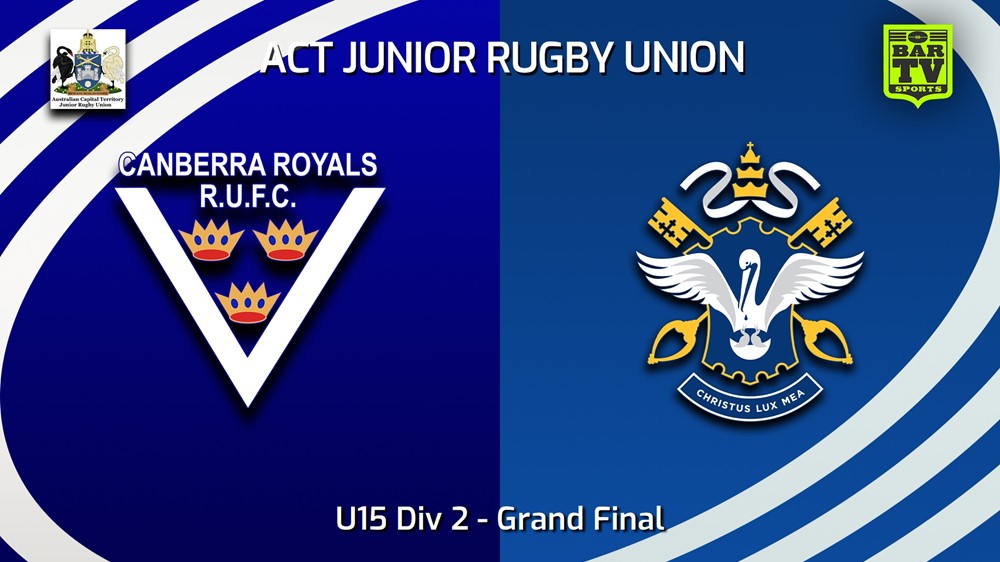 230902-ACT Junior Rugby Union Grand Final - U15 Div 2 - Canberra Royals v St Edmund's College Slate Image
