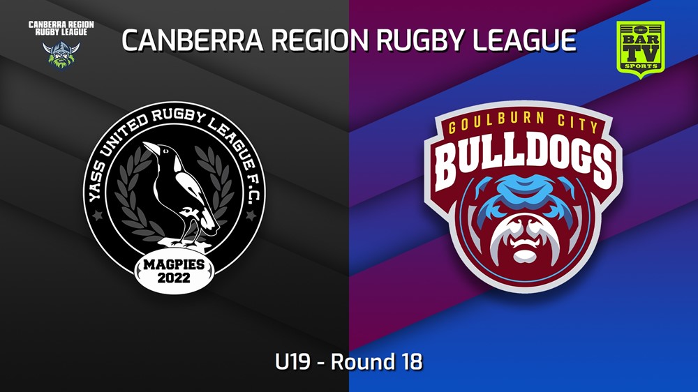 230826-Canberra Round 18 - U19 - Yass Magpies v Goulburn City Bulldogs Minigame Slate Image