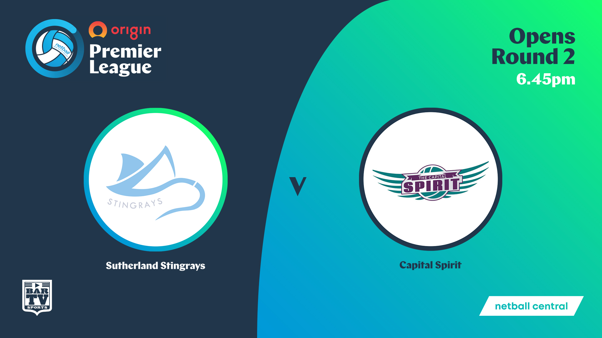 NSW Prem League Round 2 Court 2 - Opens - Sutherland Stingrays v Capital Spirit Slate Image