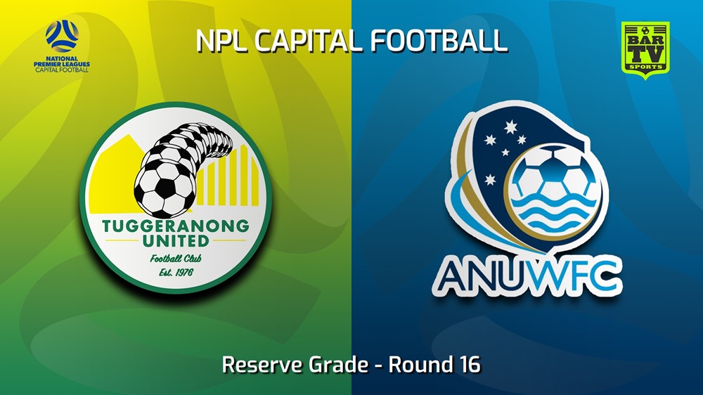 230730-NPL Women - Reserve Grade - Capital Football Round 16 - Tuggeranong United FC (women) v ANU WFC (women) Slate Image