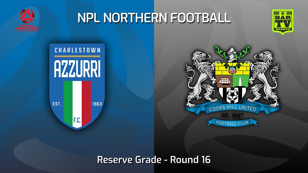 MINI GAME: NNSW NPLM Res Round 16 - Charlestown Azzurri FC Res v Cooks Hill United FC (Res) Slate Image