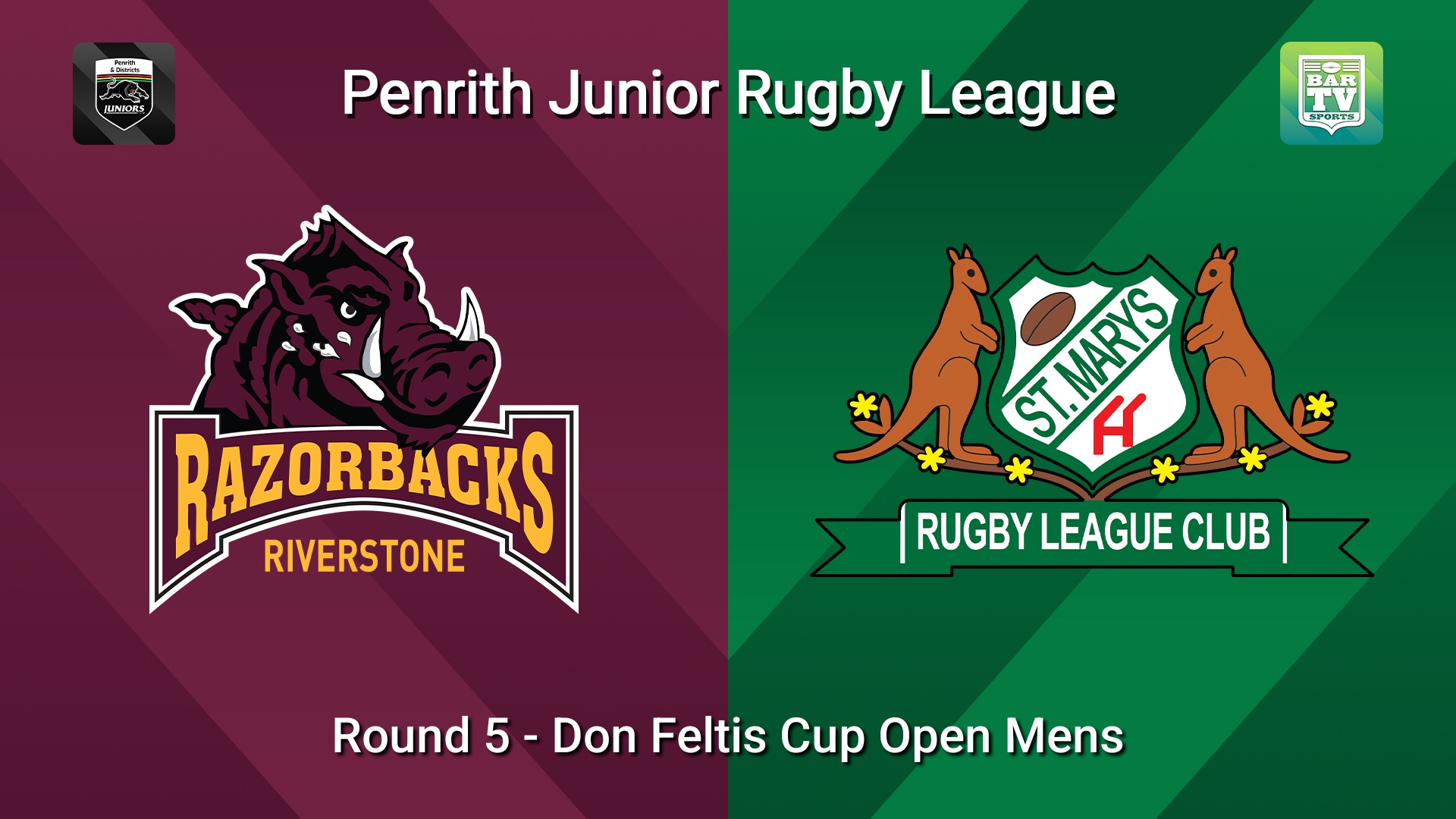 260509-video-Penrith & District Junior Rugby League Round 5 - Don Feltis Cup Open Mens - Riverstone v St Marys Slate Image