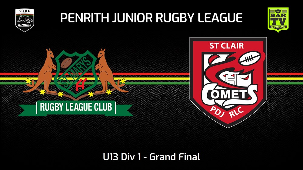 230826-Penrith & District Junior Rugby League Grand Final - U13 Div 1 - St Marys v St Clair Slate Image