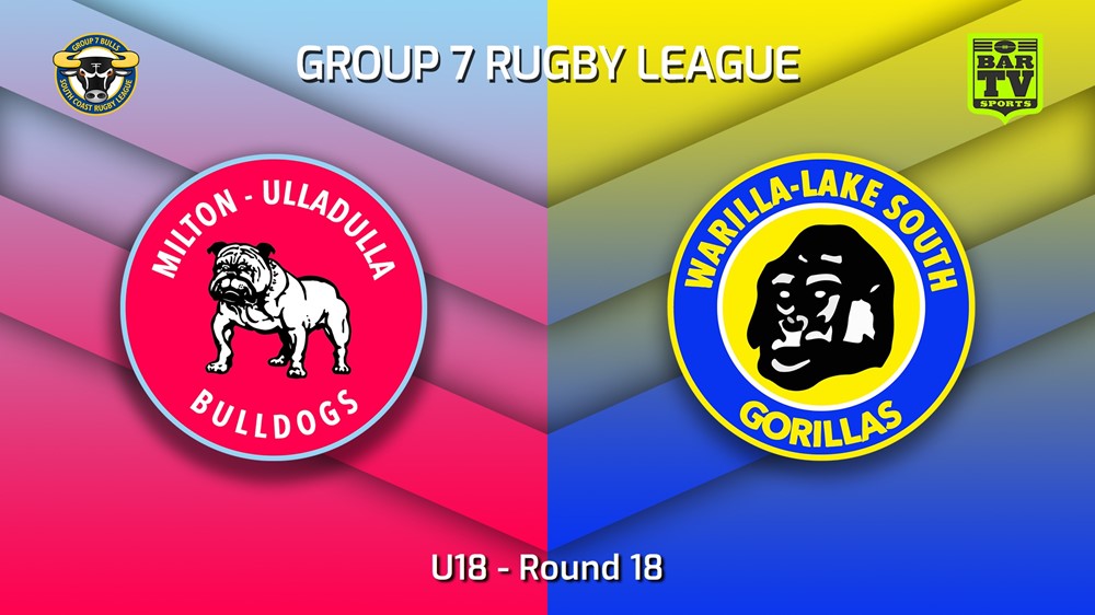 230820-South Coast Round 18 - U18 - Milton-Ulladulla Bulldogs v Warilla-Lake South Gorillas Minigame Slate Image
