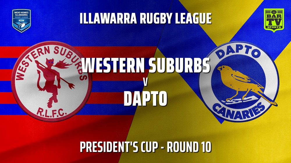 MINI GAME: Illawarra Round 10 - President's Cup - Western Suburbs Devils v Dapto Canaries Slate Image
