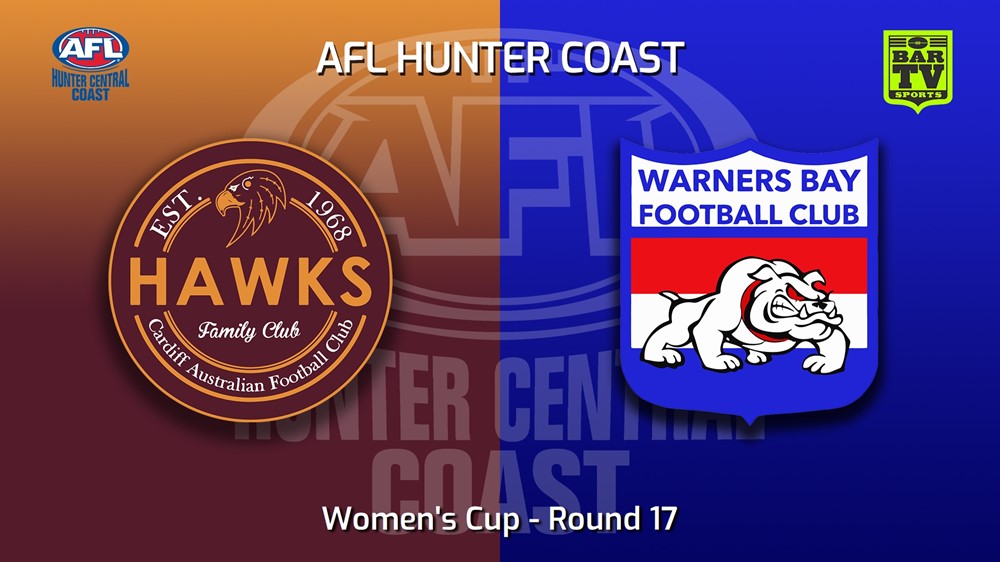MINI GAME: AFL Hunter Central Coast Round 17 - Women's Cup - Cardiff Hawks v Warners Bay Bulldogs Slate Image