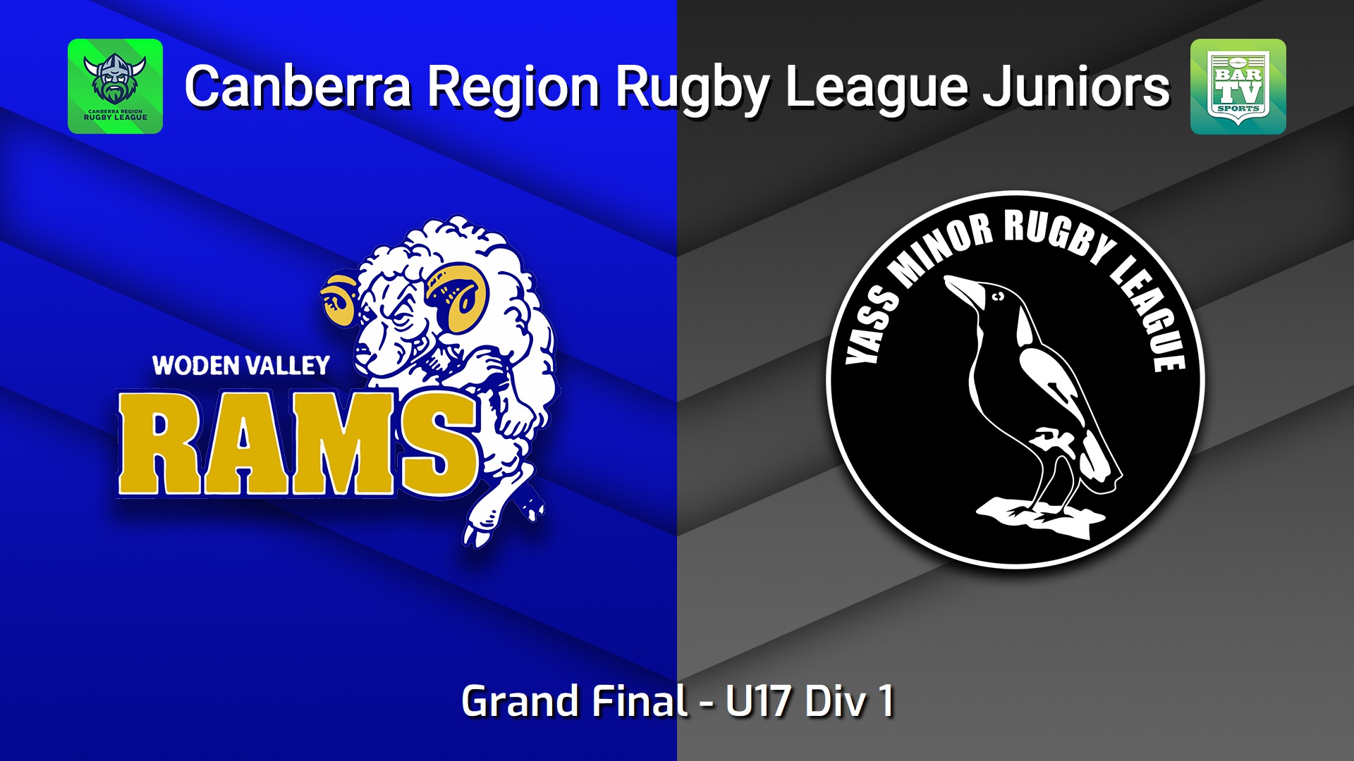 260913-video-Canberra Region Rugby League Juniors Grand Final - U17 Div 1 - Woden Valley Rams Juniors v Yass Magpies Juniors Slate Image