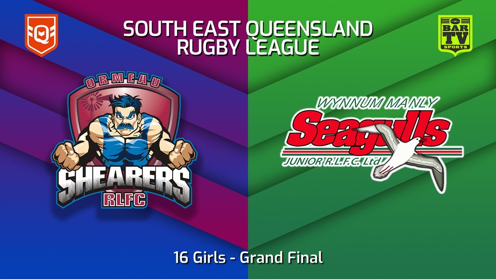 220813-QRL South East Region Juniors Grand Final - 16 Girls - Ormeau Shearers v Wynnum Manly Seagulls Juniors Slate Image