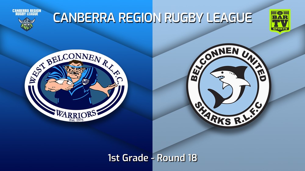 230826-Canberra Round 18 - 1st Grade - West Belconnen Warriors v Belconnen United Sharks Minigame Slate Image