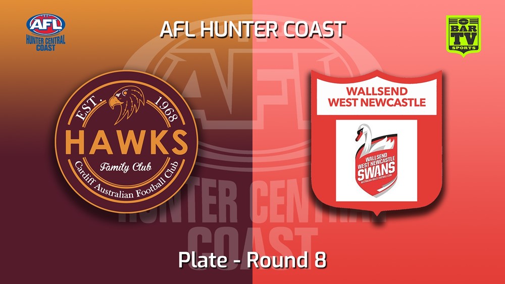 220528-AFL Hunter Central Coast Round 8 - Plate - Cardiff Hawks v Wallsend - West Newcastle  Minigame Slate Image
