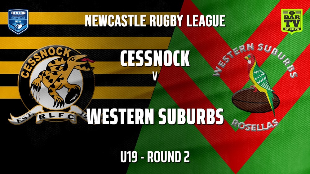 Newcastle Rugby League Round 2 - U19 - Cessnock Goannas v Western Suburbs Rosellas Slate Image