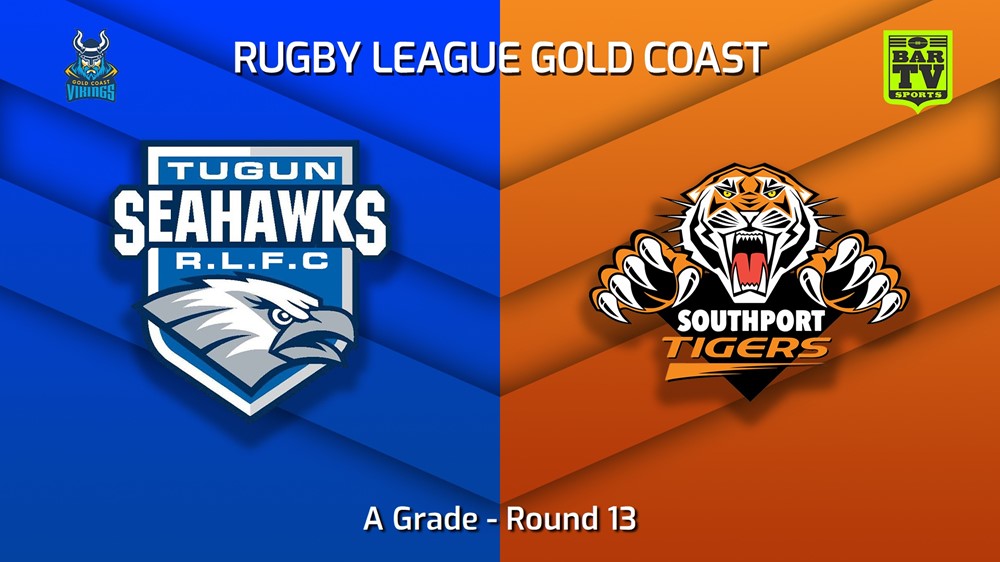 230730-Gold Coast Round 13 - A Grade - Tugun Seahawks v Southport Tigers Minigame Slate Image