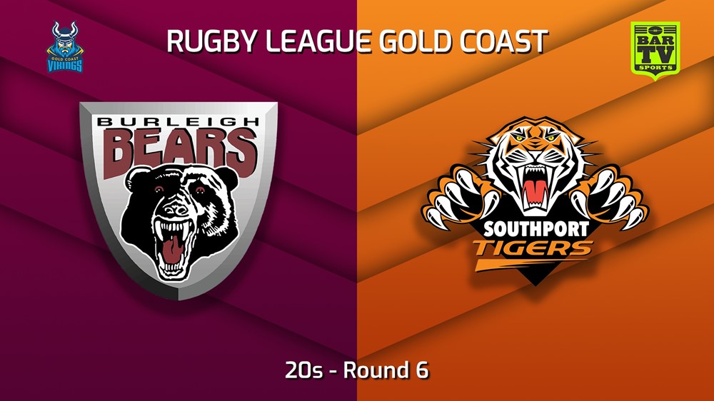 230528-Gold Coast Round 6 - 20s - Burleigh Bears v Southport Tigers Slate Image