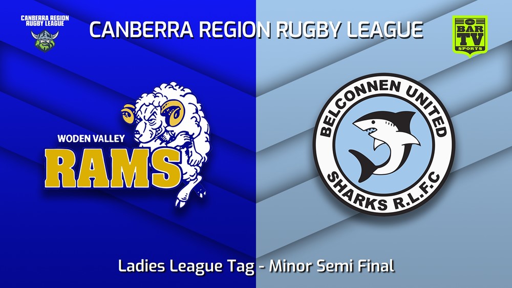 220903-Canberra Minor Semi Final - Ladies League Tag - Woden Valley Rams v Belconnen United Sharks Slate Image