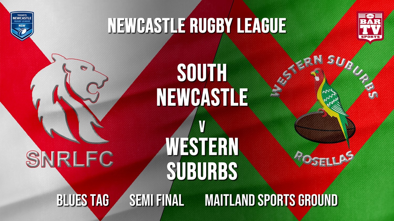 Newcastle Rugby League Semi Final - Blues Tag - South Newcastle v Western Suburbs Rosellas Slate Image