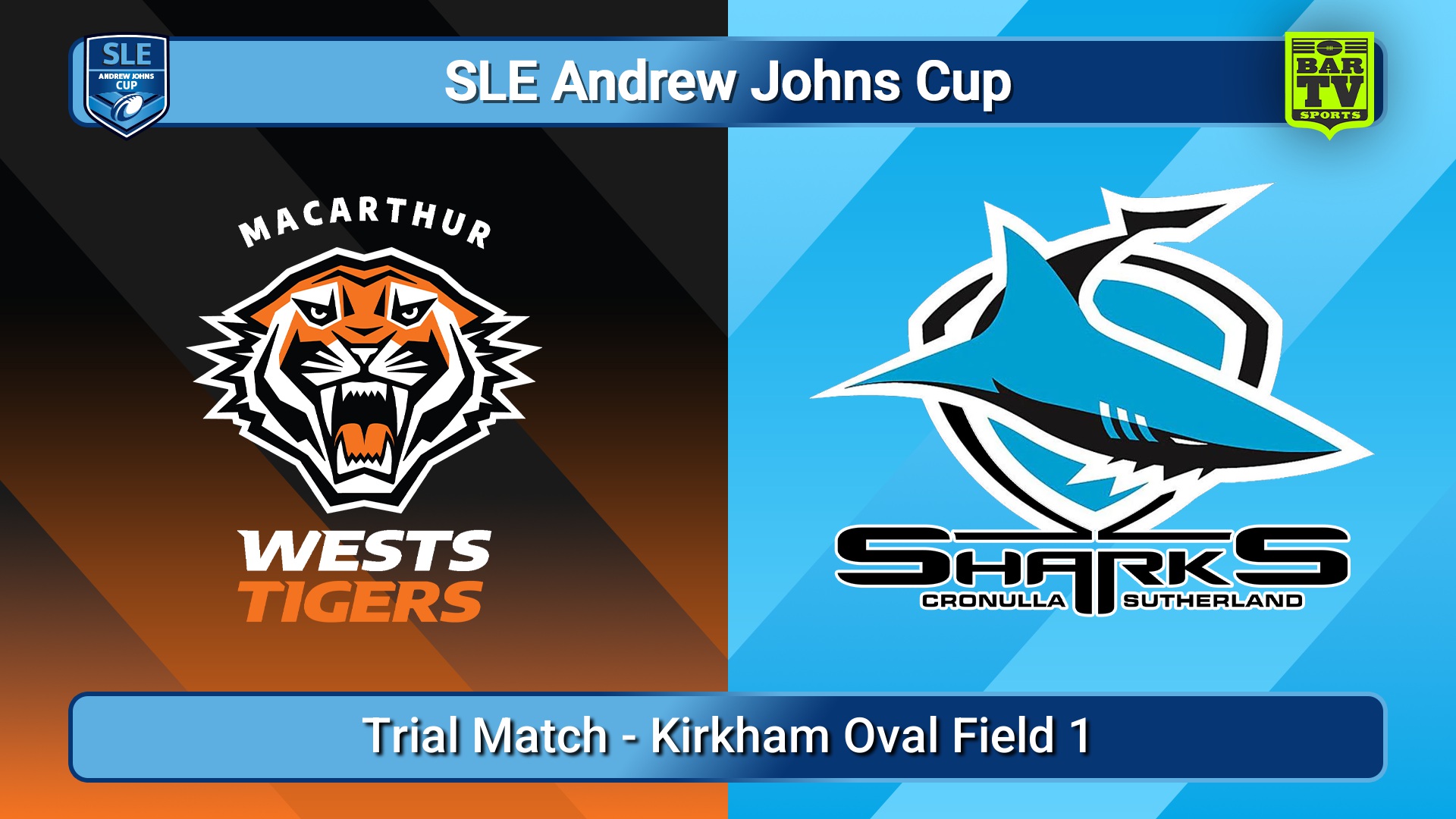 260117-video-SLE Andrew Johns Cup Trial Match - Macarthur Wests Tigers v Cronulla-Sutherland Sharks Slate Image