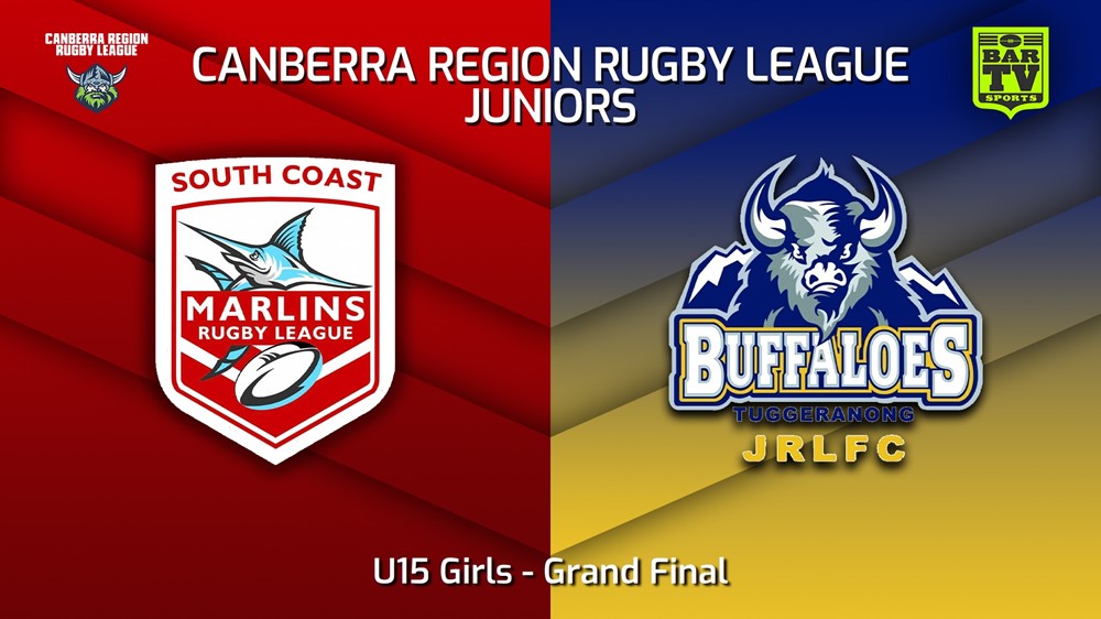 230910-2023 Canberra Region Rugby League Juniors Grand Final - U15 Girls - South Coast United v Tuggeranong Buffaloes Juniors Slate Image