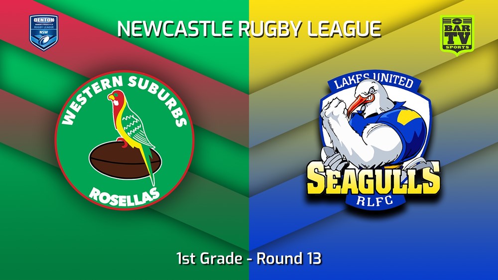 230625-Newcastle RL Round 13 - 1st Grade - Western Suburbs Rosellas v Lakes United Seagulls Minigame Slate Image