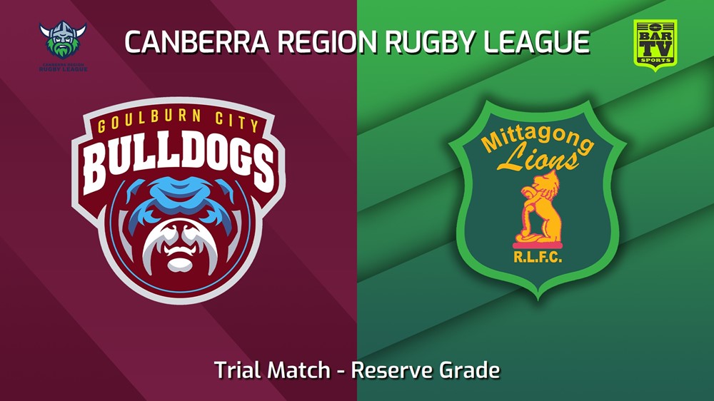 250322-video-Canberra Trial Match - Reserve Grade - Goulburn City Bulldogs v Mittagong Lions Slate Image