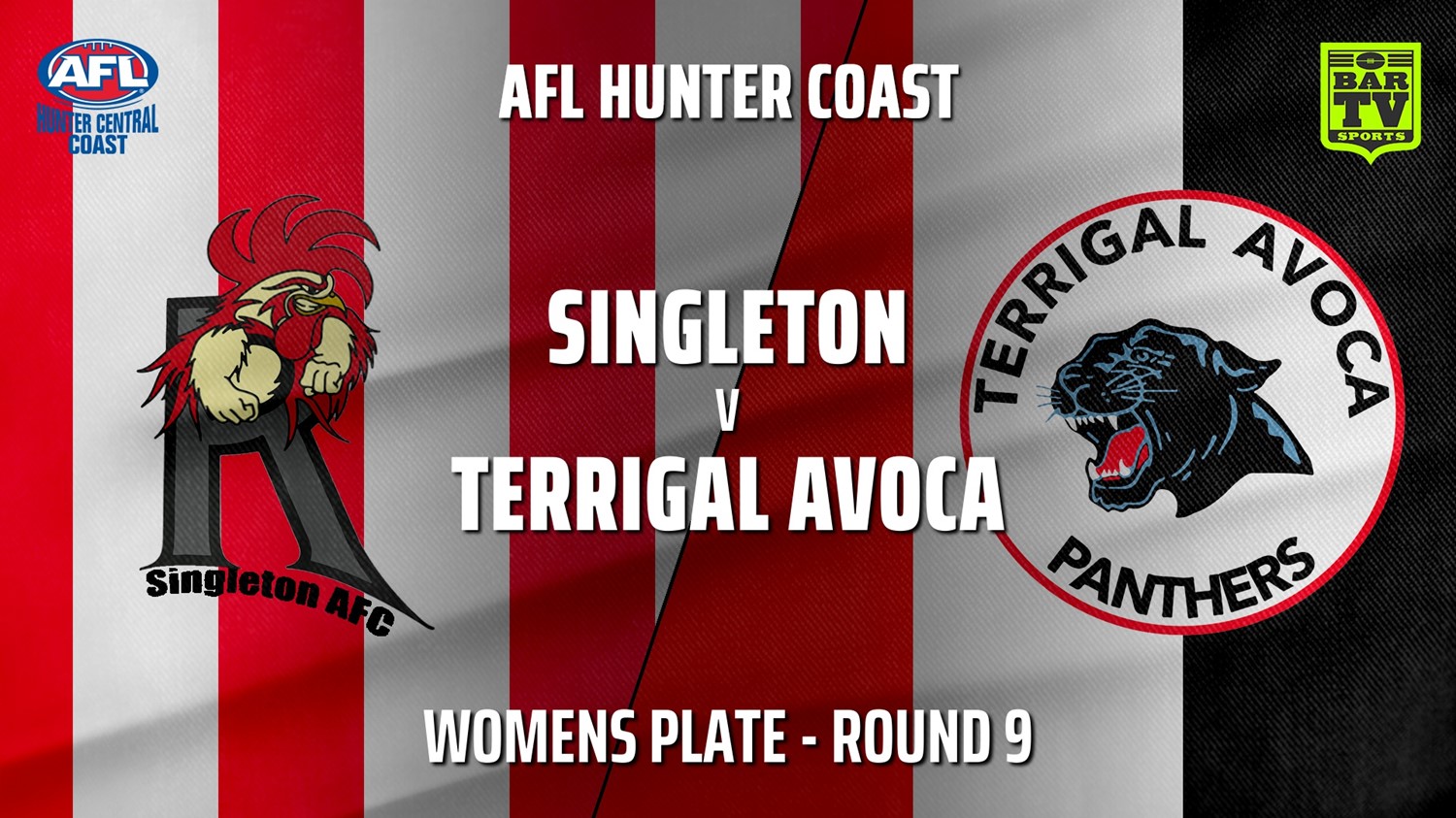 MINI GAME: AFL Hunter Central Coast Round 9 - Womens Plate - Singleton Roosters v Terrigal Avoca Panthers Slate Image