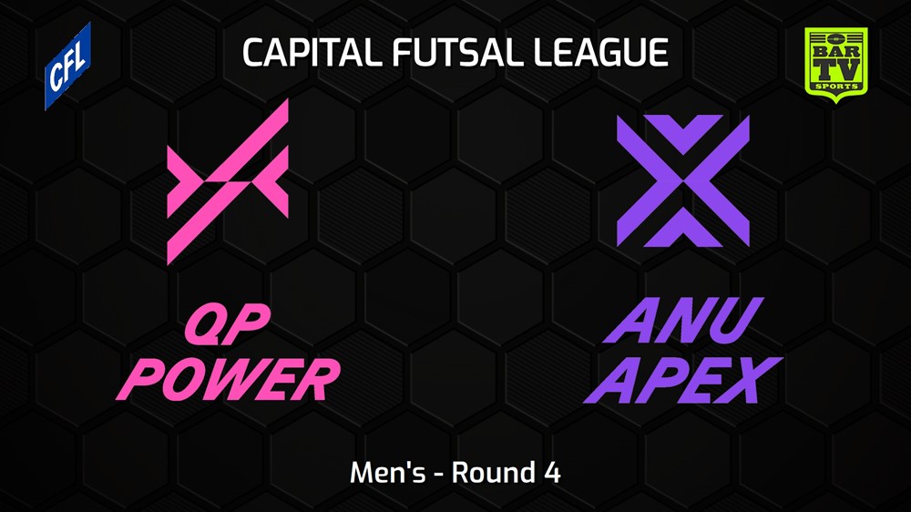 231111-Capital Football Futsal Round 4 - Men's - Queanbeyan-Palerang Power v ANU Apex Minigame Slate Image