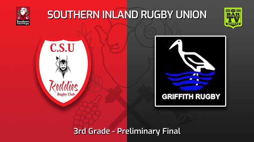 220827-Southern Inland Rugby Union Preliminary Final - 3rd Grade - CSU Reddies v Griffith Slate Image