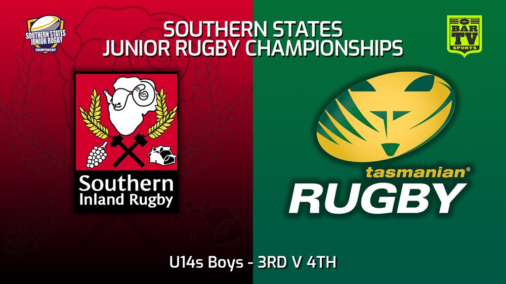 230712-Southern States Junior Rugby Championships 3RD V 4TH - U14s Boys - Southern Inland v Tasmania Minigame Slate Image