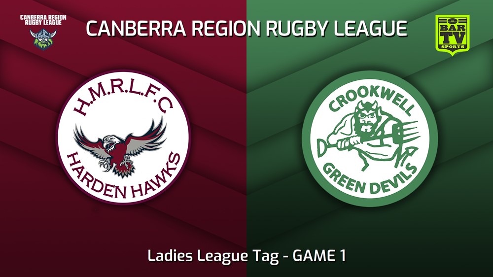 230401-Canberra GAME 1 - Ladies League Tag - Harden Hawks v Crookwell Green Devils Minigame Slate Image