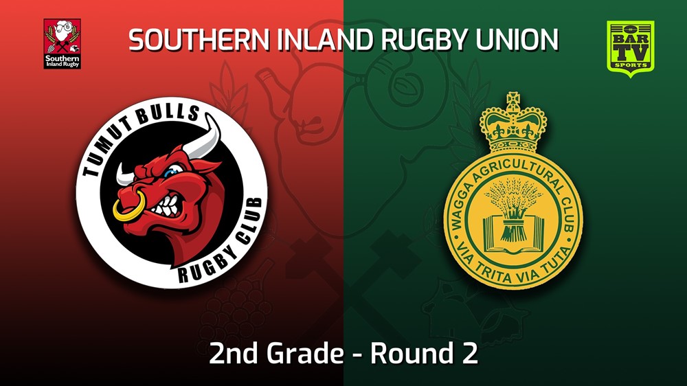 MINI GAME: Southern Inland Rugby Union Round 2 - 2nd Grade - Tumut Bulls v Wagga Agricultural College Slate Image