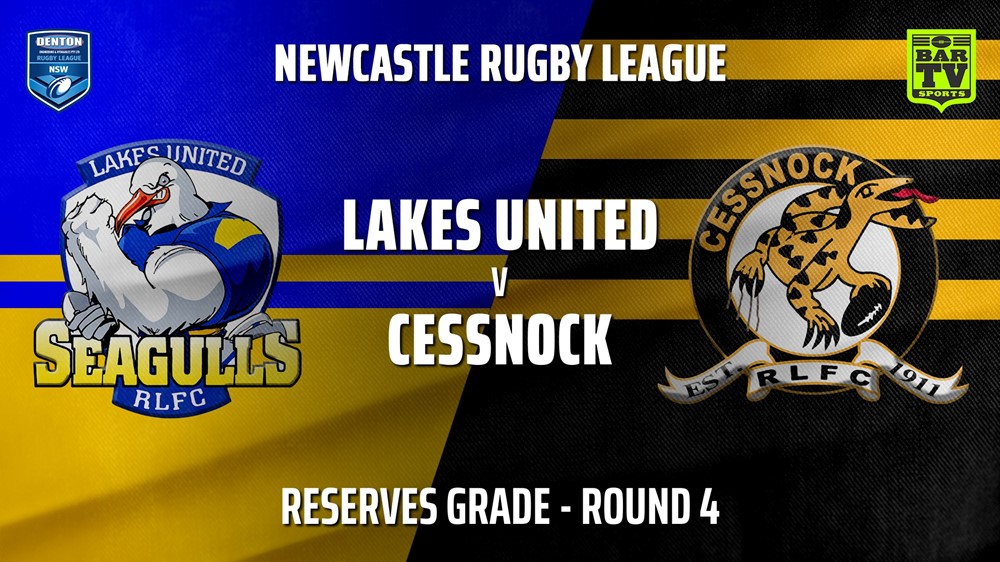 Newcastle Rugby League Round 4 - Reserves Grade - Lakes United v Cessnock Goannas Slate Image