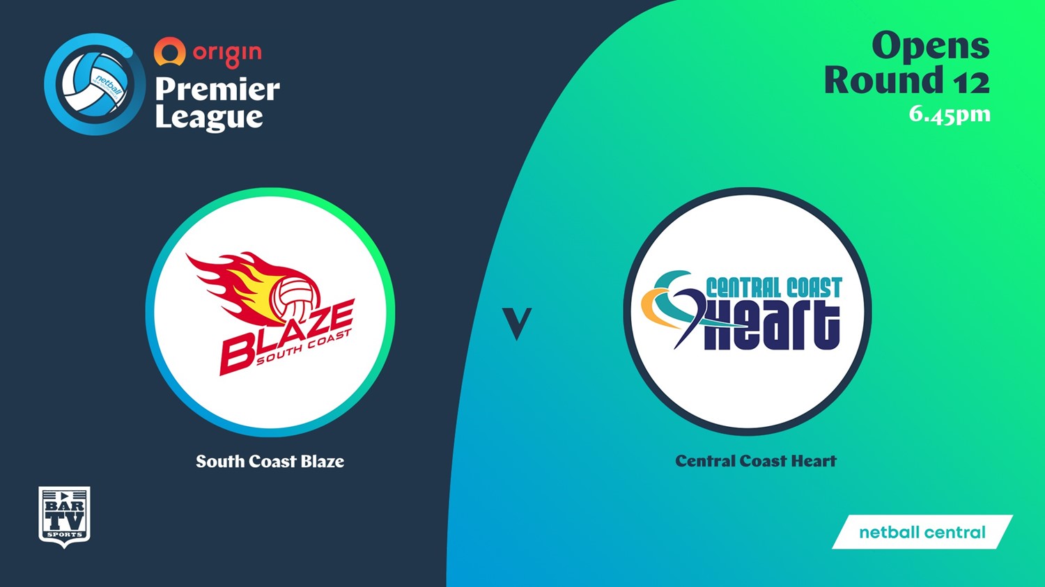 NSW Prem League Round 12 - Opens - South Coast Blaze v Central Coast Heart Slate Image