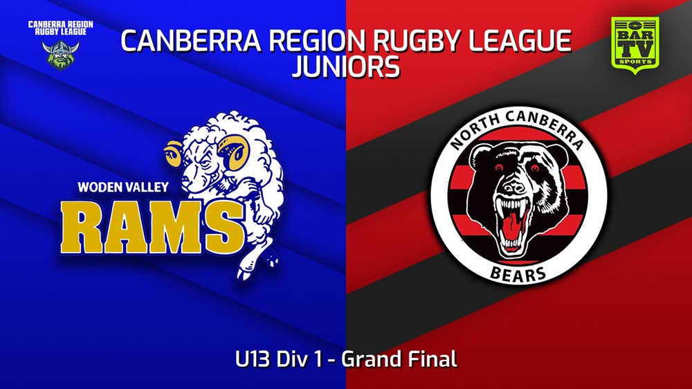 230910-2023 Canberra Region Rugby League Juniors Grand Final - U13 Div 1 - Woden Valley Rams Juniors v North Canberra Bears Slate Image