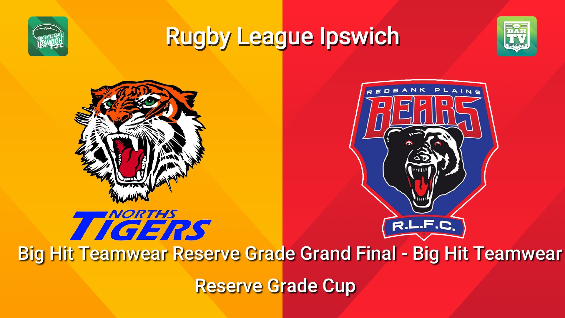 260913-video-Rugby League Ipswich Big Hit Teamwear Reserve Grade Grand Final - Big Hit Teamwear Reserve Grade Cup - Norths Tigers v Redbank Plains Bears Slate Image