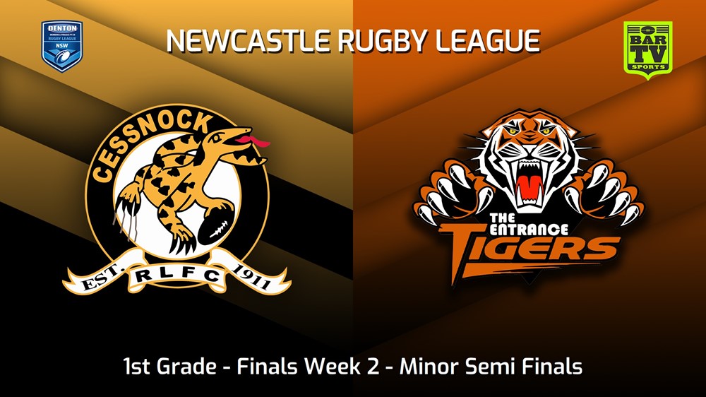 230820-Newcastle RL Finals Week 2 - Minor Semi Finals - 1st Grade - Cessnock Goannas v The Entrance Tigers Slate Image