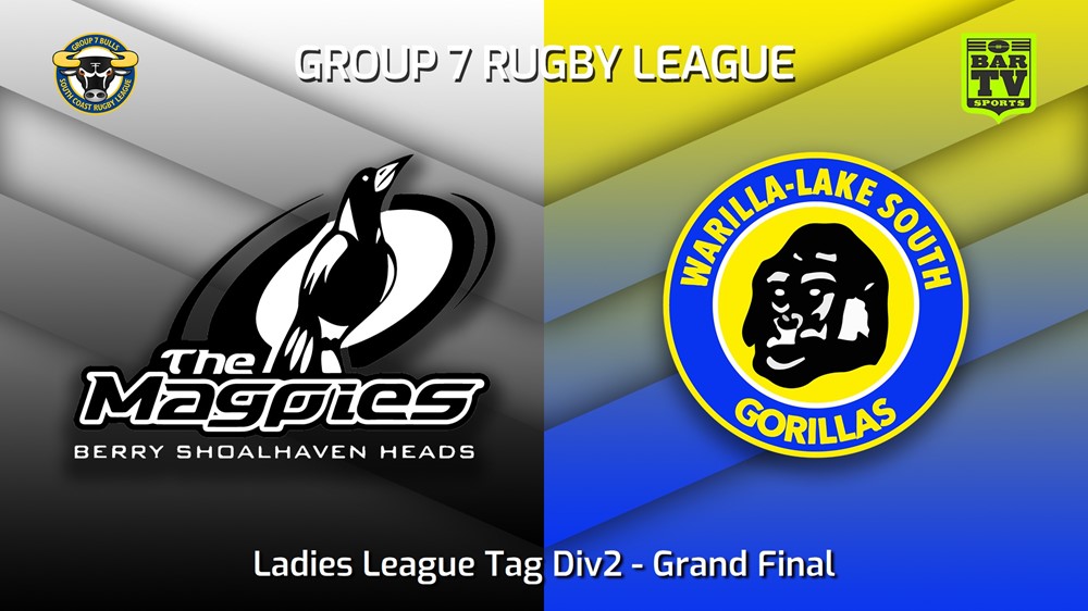 230910-South Coast Grand Final - Ladies League Tag Div2 - Berry-Shoalhaven Heads Magpies v Warilla-Lake South Gorillas Slate Image