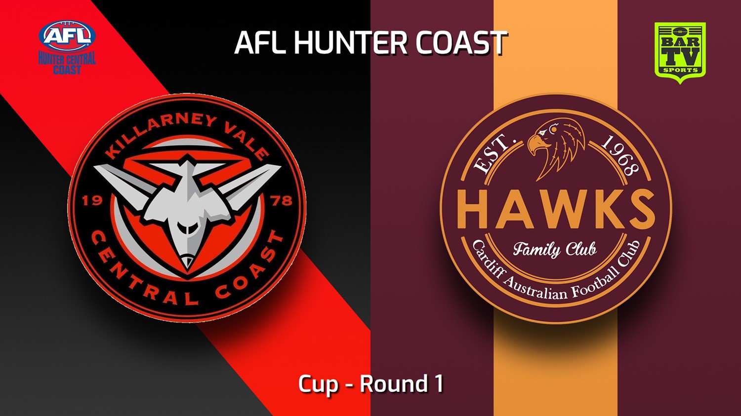 230401-AFL Hunter Central Coast Round 1 - Cup - Killarney Vale Bombers v Cardiff Hawks Minigame Slate Image