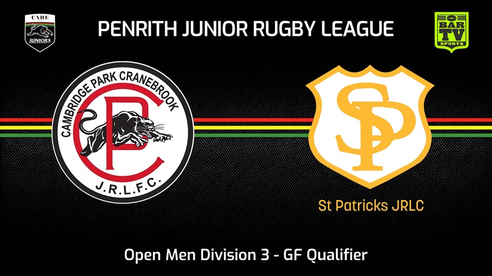 230820-Penrith & District Junior Rugby League GF Qualifier - Open Men Division 3 - Cambridge Park v St Patricks Slate Image