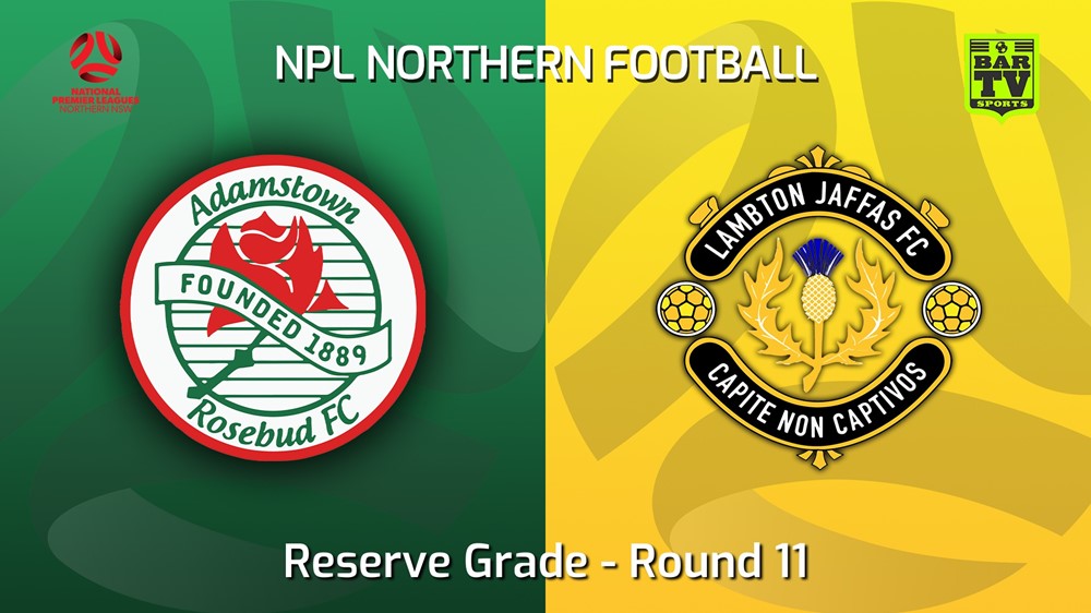220531-NNSW NPLM Res Round 11 - Adamstown Rosebud FC Res v Lambton Jaffas FC Res Slate Image