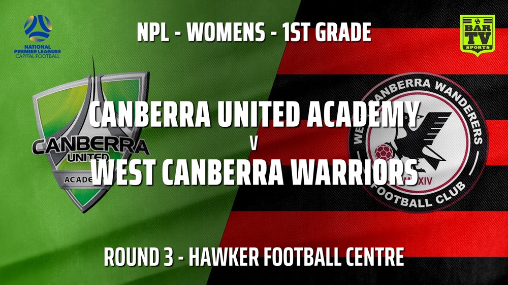 210422-NPLW - Capital Round 3 - Canberra United Academy v West Canberra Warriors (women) Slate Image