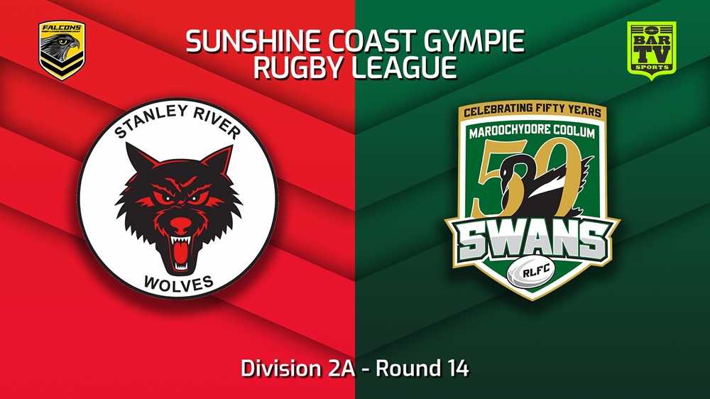 MINI GAME: Sunshine Coast RL Round 14 - Division 2A - Stanley River Wolves v Maroochydore Swans Slate Image