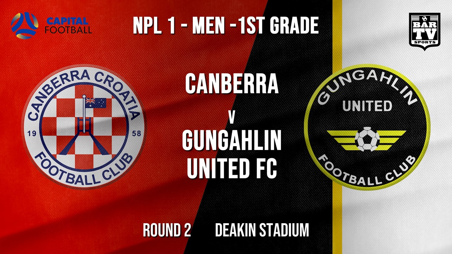 NPL1 Men - 1st Grade - Capital Football Round 2 - Canberra FC v Gungahlin United FC Minigame Slate Image